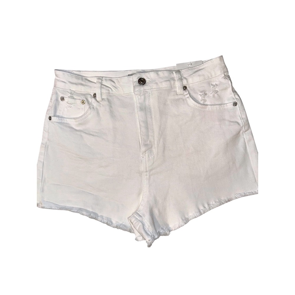 Love Tree Denim Willow White High Waist Distressed Cut Off Jean Shorts Large NEW